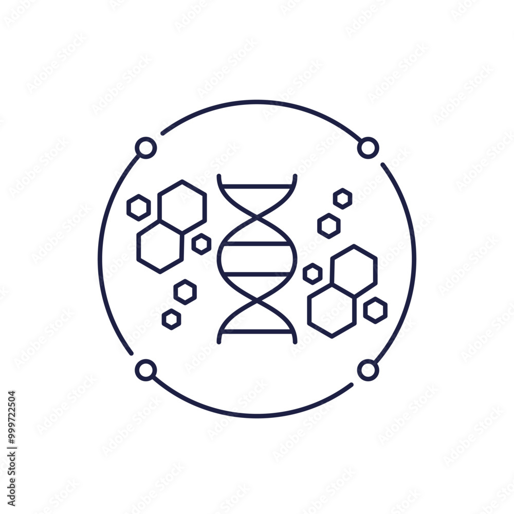 bioengineering icon, biotechnology concept, line vector bioengineering icon, biotechnology concept, line vector