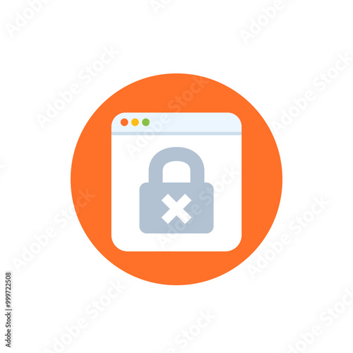 blocked website icon, vector flat design