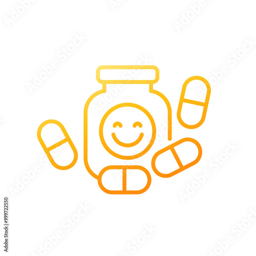 Antidepressant drugs line icon with pills