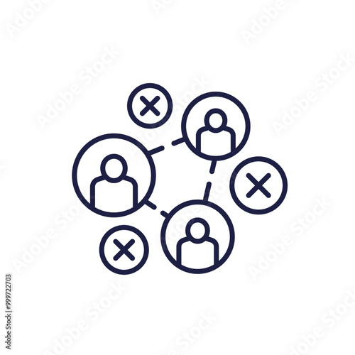 inefficient team line icon with people
