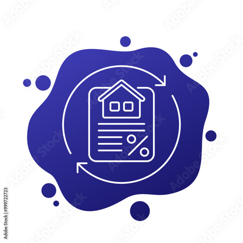 mortgage refinance, lower interest rate icon in line design