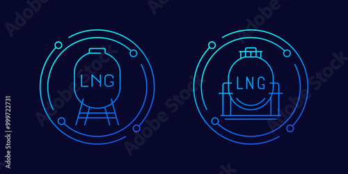 lng tank icons, industrial gas storage linear design