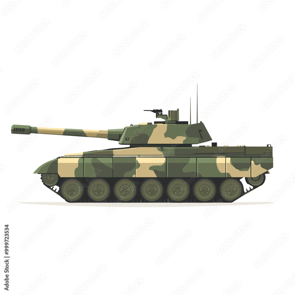 vector military tank flat style on white background .Generative AI vector military tank flat style on white background .Generative AI