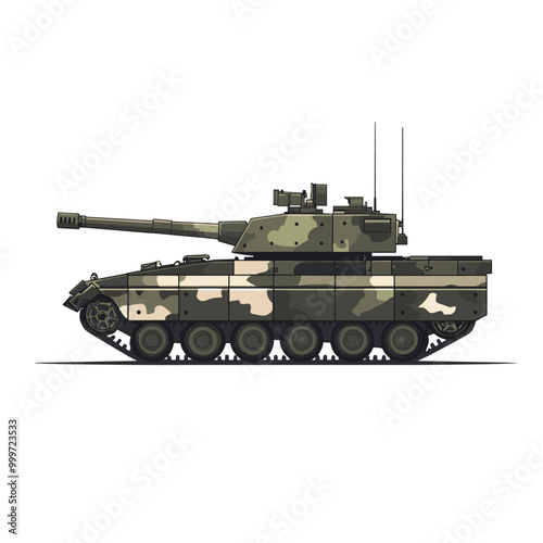vector military tank flat style on white background .Generative AI