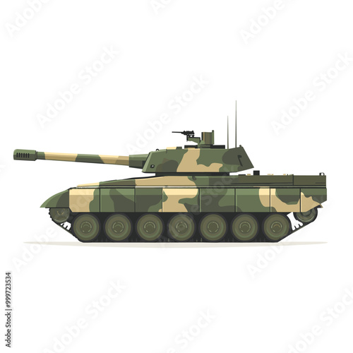 vector military tank flat style on white background .Generative AI