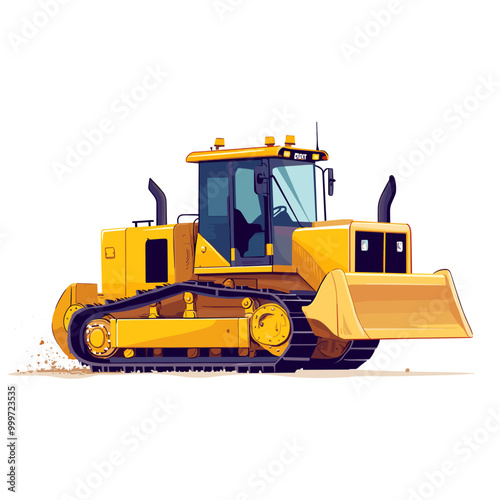 vector construction bulldozer flat style on white background .Generative AI