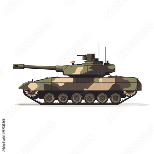 vector military tank flat style on white background .Generative AI