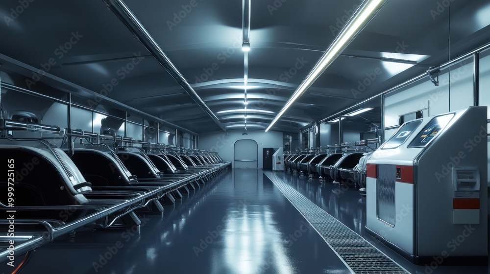 Naklejka premium Futuristic Industrial Facility Interior