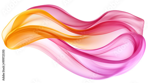 Colorful flowing fabric in shades of pink and orange, creatively draped on a white background for a smooth and elegant visual effect