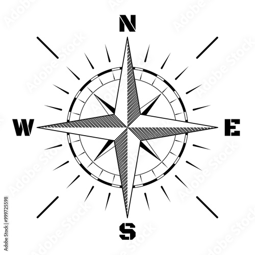 Compass rose icon symbol. Flat vector illustration