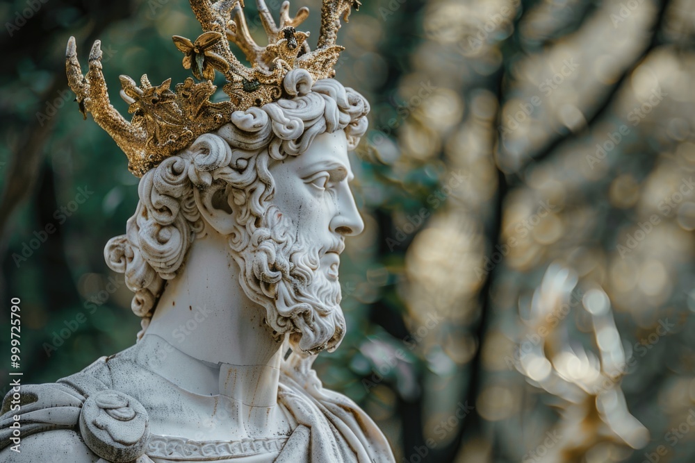 A statue of a man wearing a crown on his head, suitable for use in historical or regal-themed contexts A statue of a man wearing a crown on his head, suitable for use in historical or regal-themed contexts