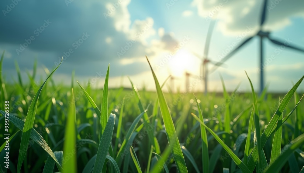Sunny day in a wind farm meadow Sunny day in a wind farm meadow