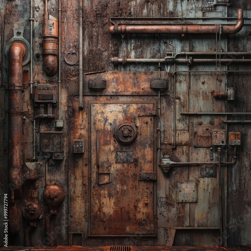 Wallpaper Mural Rusty Door & Pipes. Torontodigital.ca