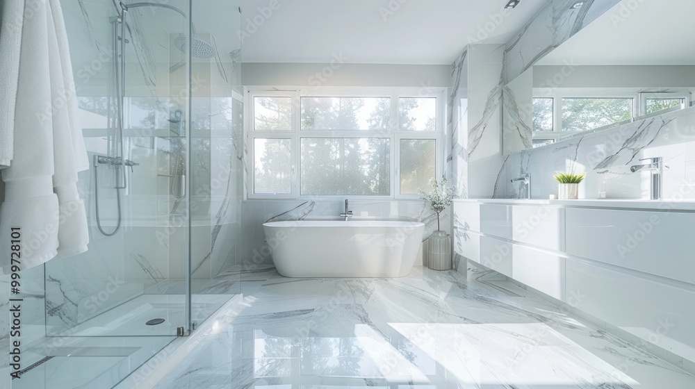 Modern Bathroom with White Marble Modern Bathroom with White Marble