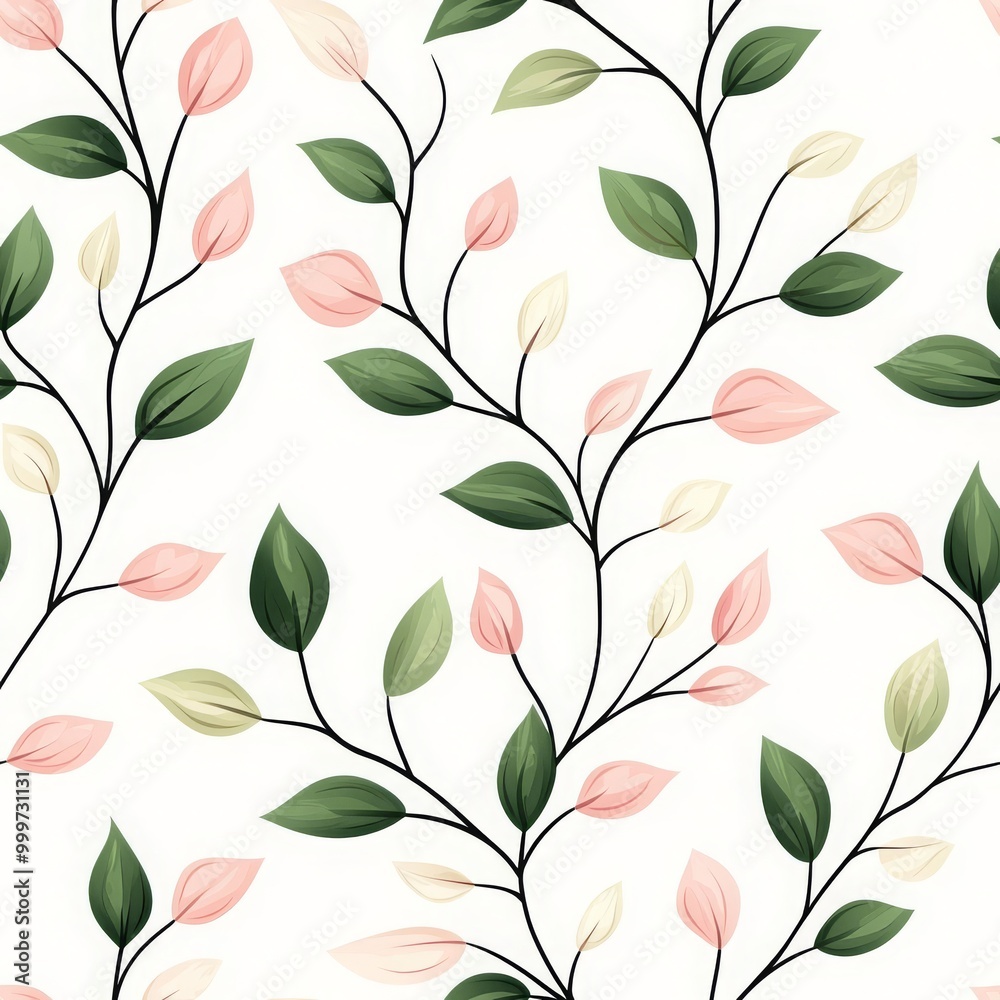 Elegant Floral Vine Seamless Pattern on Light Background Elegant Floral Vine Seamless Pattern on Light Background