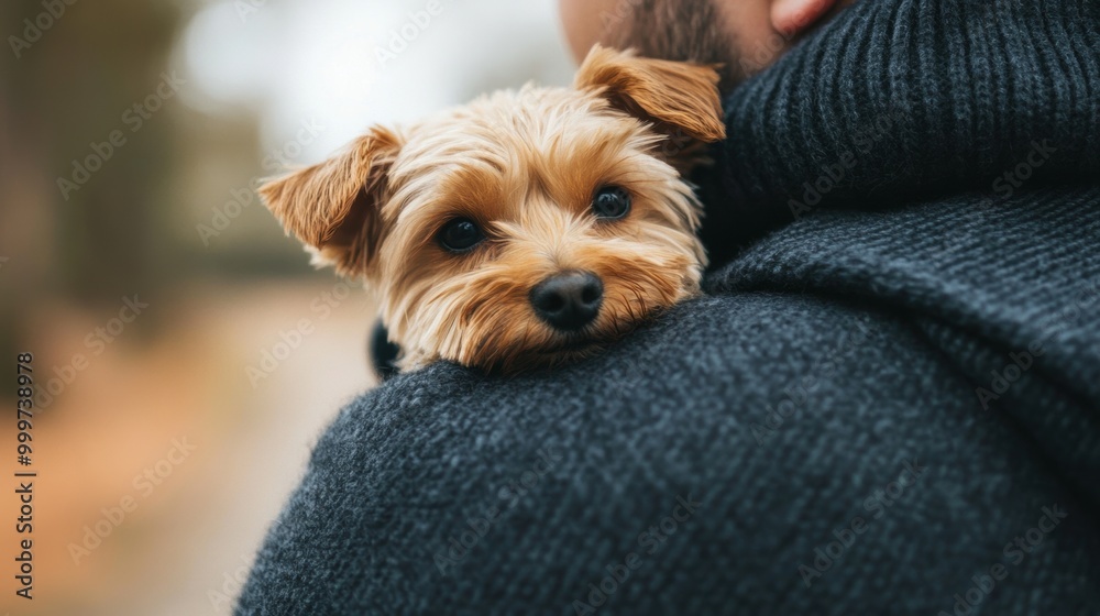 Cozy Canine Cuddle Adorable Yorkkie Pup Nestled in Owner s Arms Cozy Canine Cuddle Adorable Yorkkie Pup Nestled in Owner s Arms