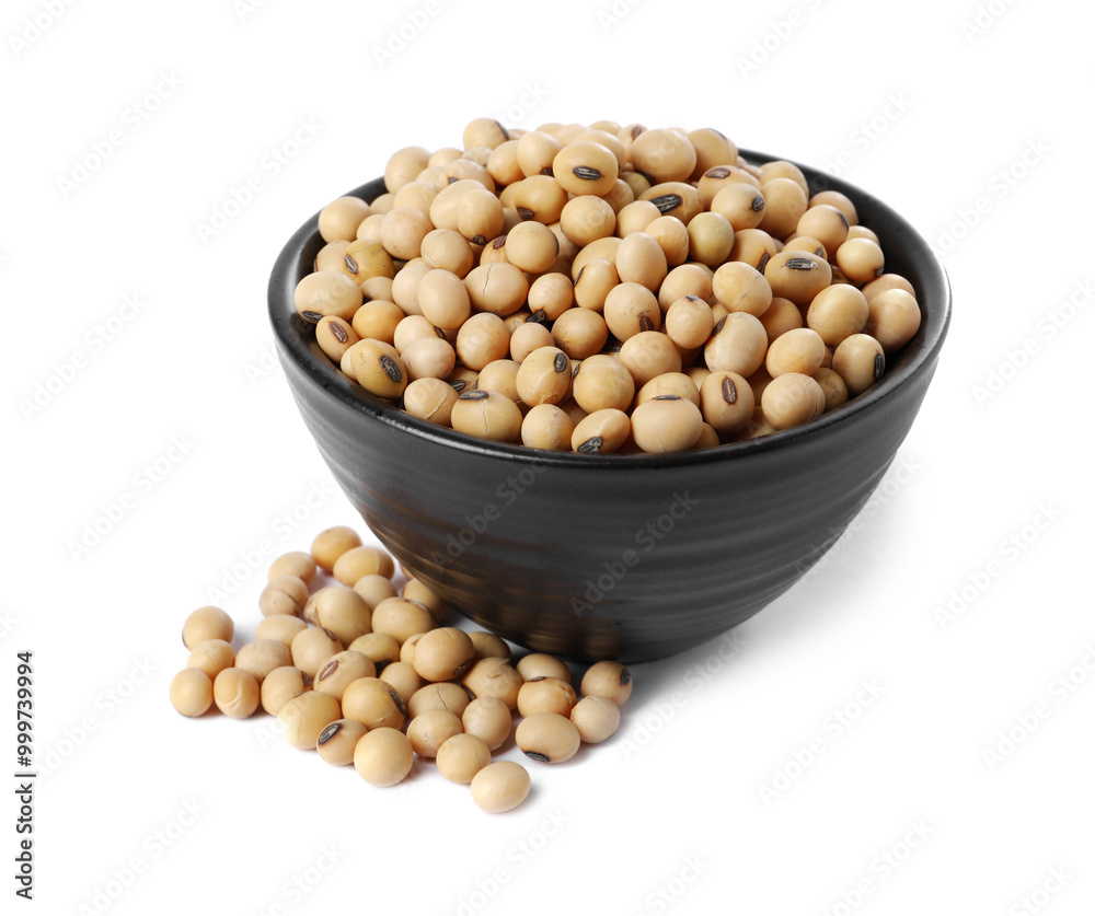 Soy beans in bowl isolated on white Soy beans in bowl isolated on white