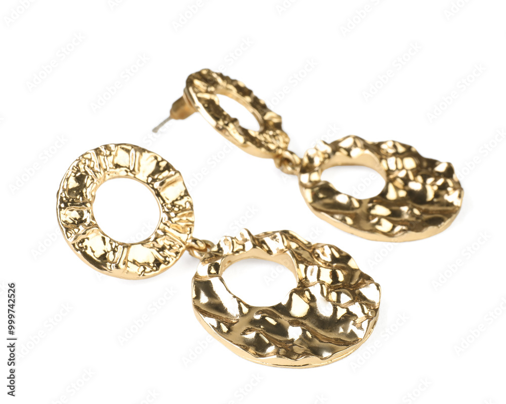 Beautiful bijouterie. Stylish earrings isolated on white Beautiful bijouterie. Stylish earrings isolated on white