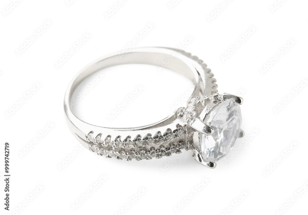 Beautiful bijouterie. Stylish ring isolated on white Beautiful bijouterie. Stylish ring isolated on white