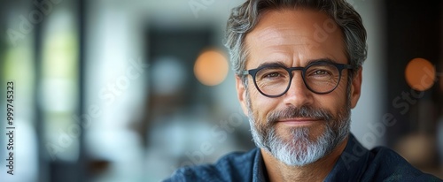 portrait of a confident middleaged businessman radiating leadership qualities set against a clean white background to emphasize his strong presence and professionalism