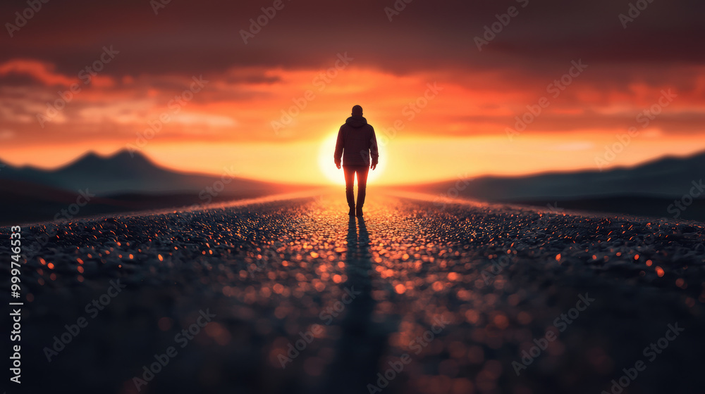 A luminous soul traveling along a cosmic road towards a distant glowing sun, surrounded by stunning colors and mountains, evoking a sense of freedom and reflection. A luminous soul traveling along a cosmic road towards a distant glowing sun, surrounded by stunning colors and mountains, evoking a sense of freedom and reflection.