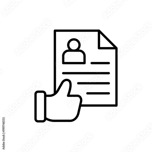 Employment contract outline icons, minimalist vector illustration ,simple transparent graphic element .Isolated on white background