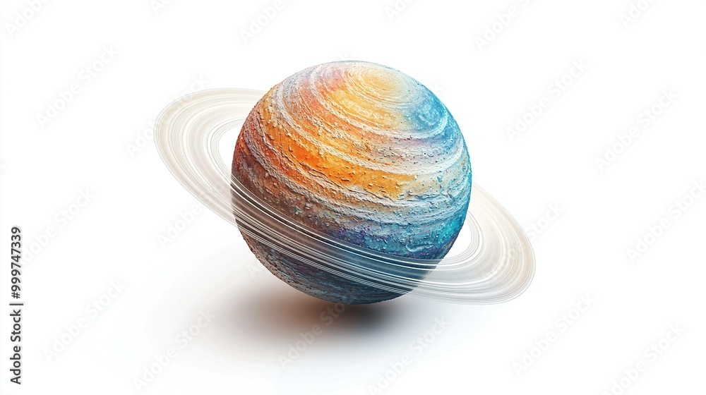 3D icon of colourful planet on white background UHD wallpaper