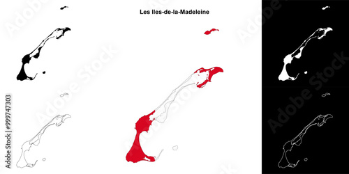 Les Iles-de-la-Madeleine (Quebec) outline map set