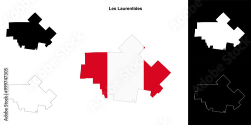 Les Laurentides (Quebec) outline map set