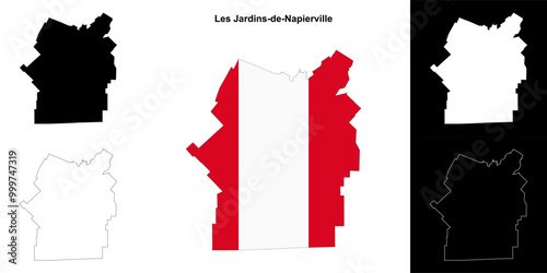 Les Jardins-de-Napierville (Quebec) outline map set