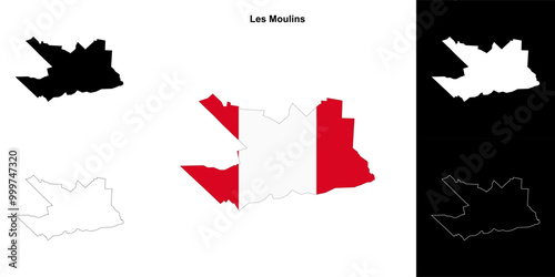 Les Moulins (Quebec) outline map set