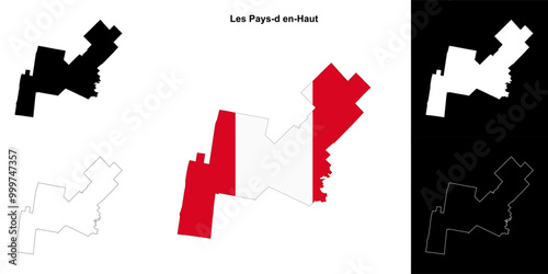 Les Pays-d en-Haut (Quebec) outline map set