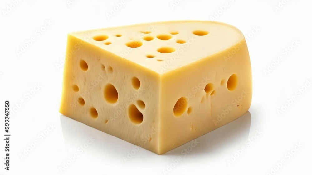 Freshly cut cheese wedge with holes Freshly cut cheese wedge with holes