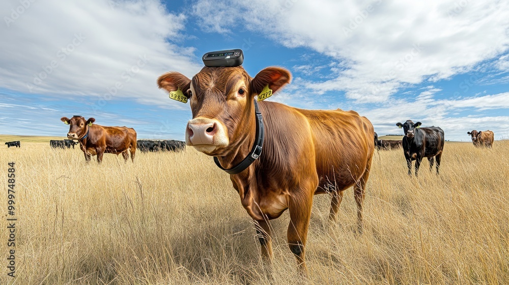 Cattle with Technology in a Field Cattle with Technology in a Field