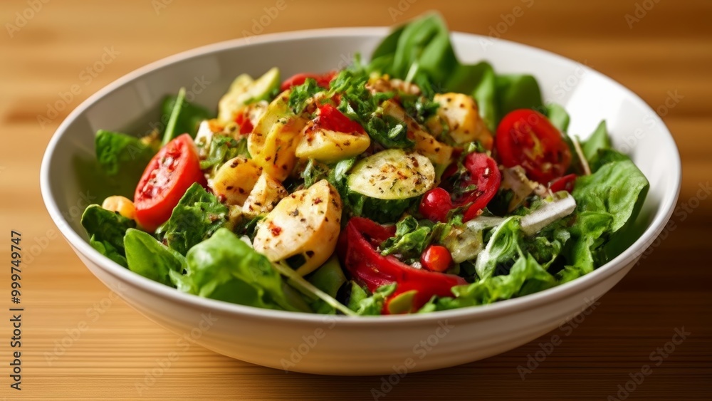 Fresh and vibrant salad ready to be savored Fresh and vibrant salad ready to be savored