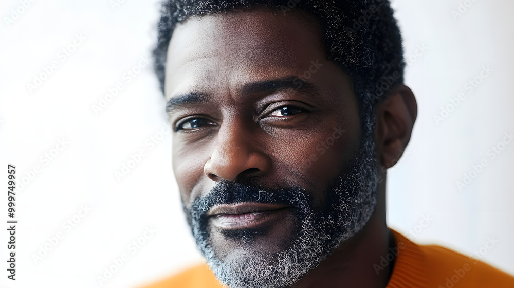 Obraz premium Mature Afro Black man portrait, for business profile, white background.