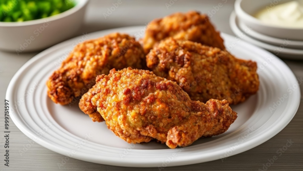 Crispy Fried Chicken Bites on a Plate Crispy Fried Chicken Bites on a Plate
