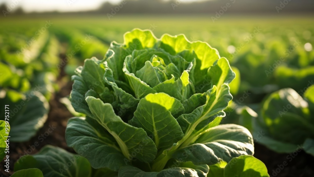 Vibrant green leafy vegetables in a field Vibrant green leafy vegetables in a field