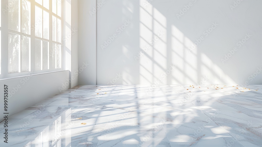 Sunlight streaming through a window in a minimalist room Sunlight streaming through a window in a minimalist room