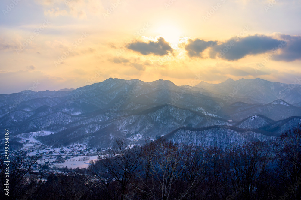Landscape view of Mountain Moiwa , Famous landmark in sapporo hokkaido japan Landscape view of Mountain Moiwa , Famous landmark in sapporo hokkaido japan