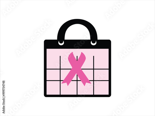 Breast Cancer Awareness Pink Ribbon Calendar Design - Symbolic & Trendy Art.