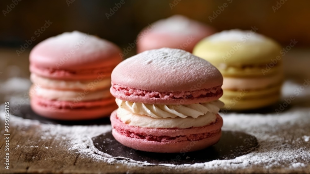 Fototapeta premium Deliciously stacked macarons ready to be savored