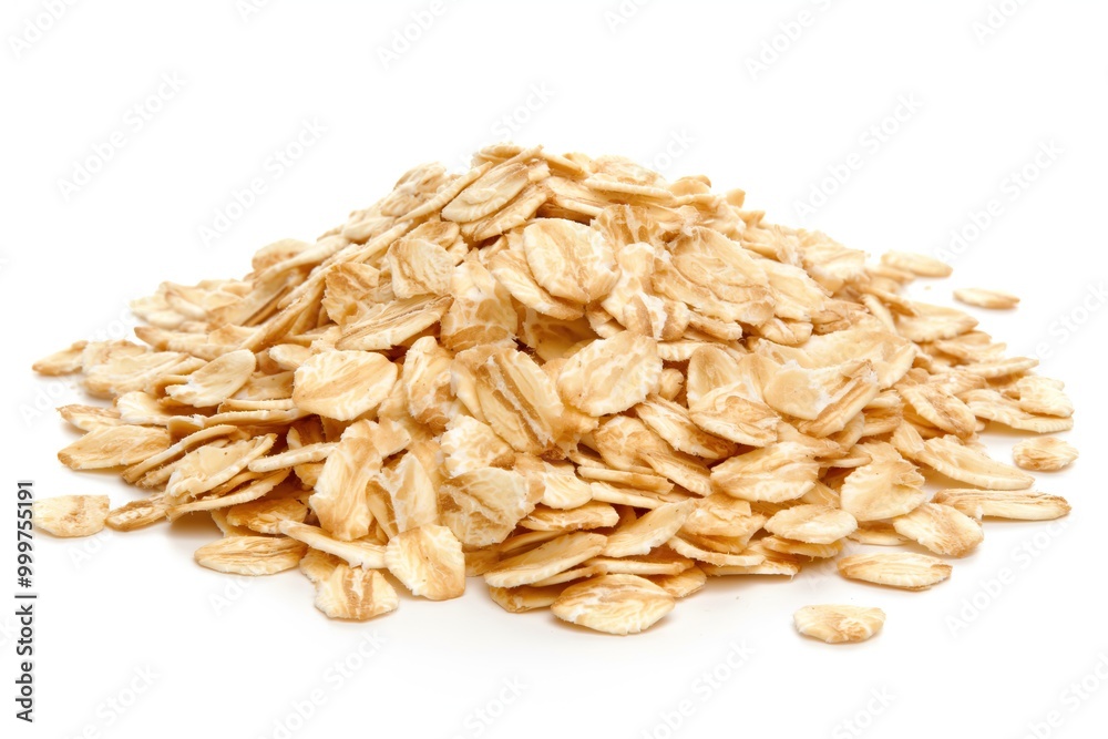 Heap of oat flakes isolated on white background. Healthy breakfast Heap of oat flakes isolated on white background. Healthy breakfast