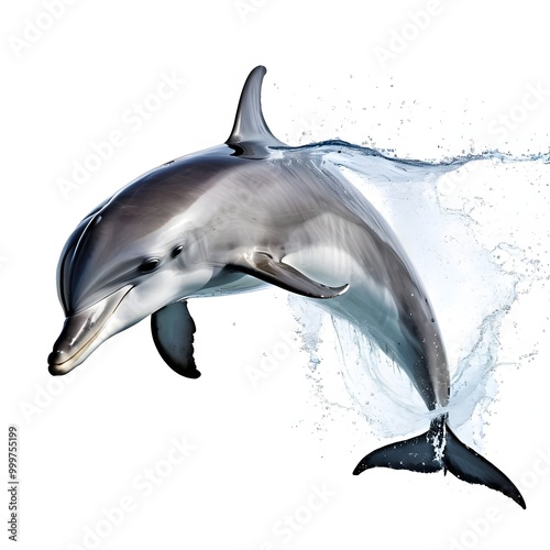 dolphin in the water | Graceful Dolphin Posed on Clean White Background photo