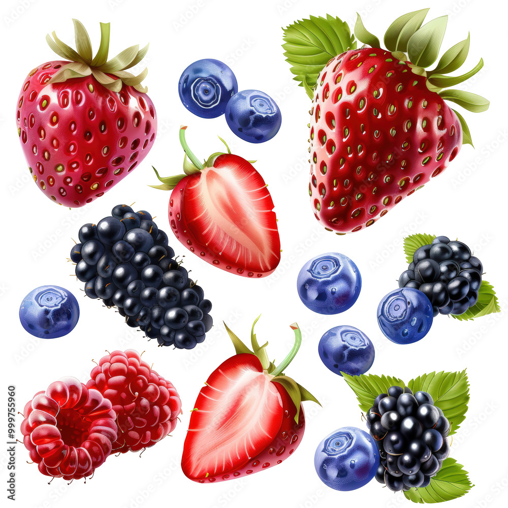 Fresh Berry Mix on Transparent Background Fresh Berry Mix on Transparent Background