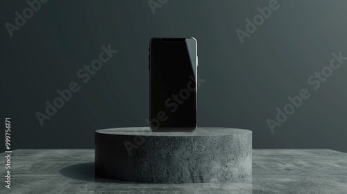 A black phone sits atop a concrete pedestal