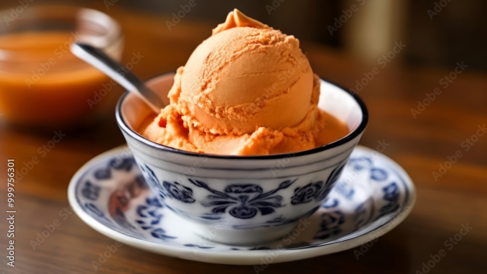 Delicious scoop of ice cream ready to be enjoyed Delicious scoop of ice cream ready to be enjoyed