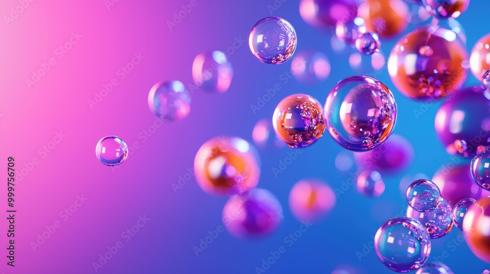 Fototapeta premium Colorful Bubbles in Mid-Air on Minimal Background