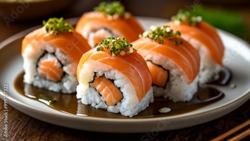  Delicious sushi rolls ready to be savored