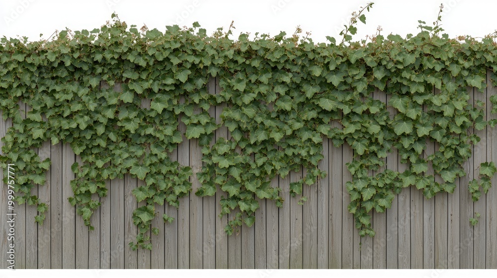 A rustic wooden fence adorned with lush climbing plants, creating a serene natural backdrop for any creative project A rustic wooden fence adorned with lush climbing plants, creating a serene natural backdrop for any creative project